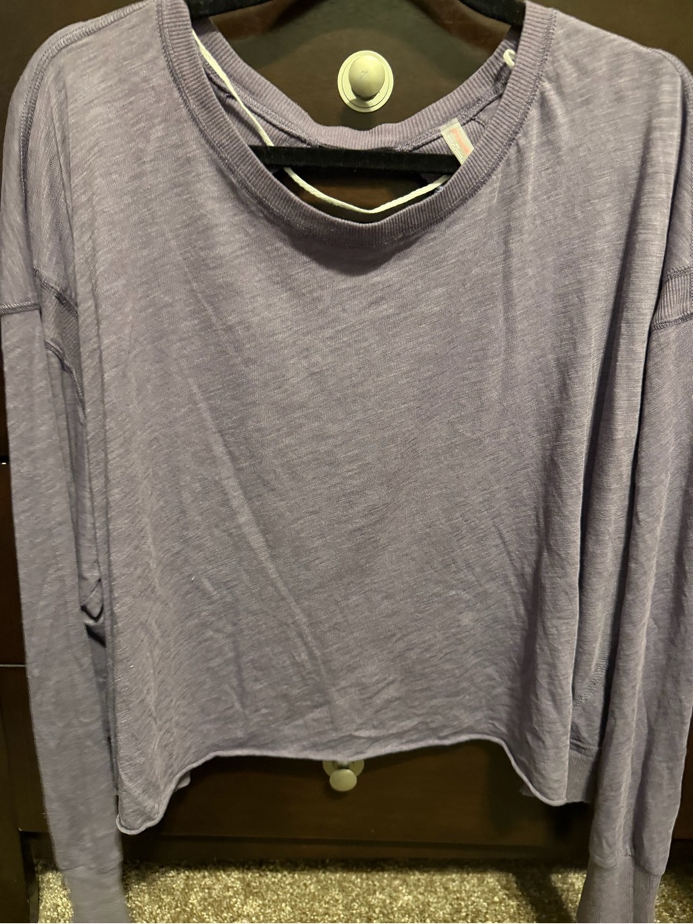 Free People Circle Back Open Tee- Casual Lavender Long-Sleeve Women's Top